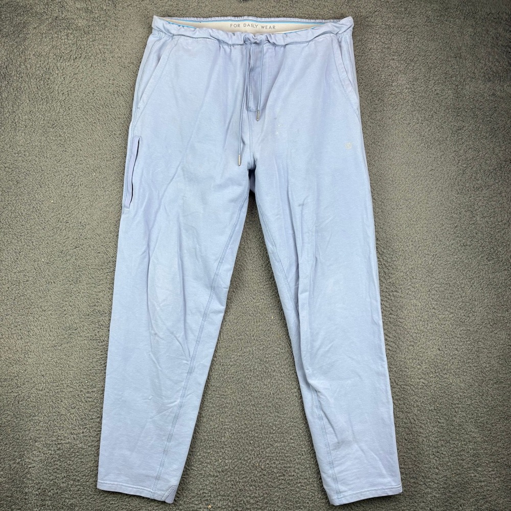 Mack Weldon Mens XL Ace Sweatpants Light Blue Cotton Blend Drawstring Joggers